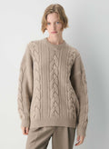 Vivelane Heritage Merino Wool Cable Knit Crewneck Sweater